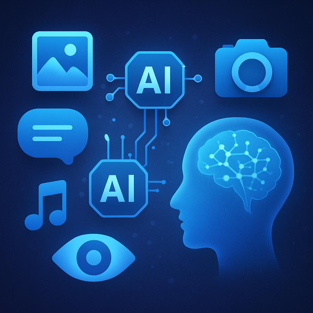 Artificial Intelligence Icons and Brain Connection